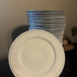 Beaded White Charger Plates