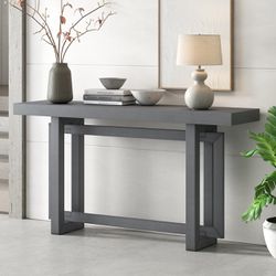 Console Table Entryway Table with Industrial-Inspired Concrete Wood Top Sofa Table Long Storage Table for Living Room, Couch, Hallway, Foyer, Kitchen 