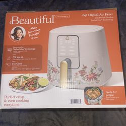 Beautiful 6 Qt Air Fryer TurboCrisp EverGood Ceramic Nonstick Floral White