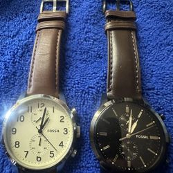 Used Bundle Of 2 Men’s Fossil Leather Watches