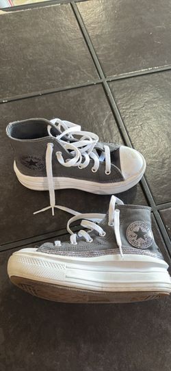 Converse Chuck Taylor All Star Grey High Top Platform Sneakers, little kid 13