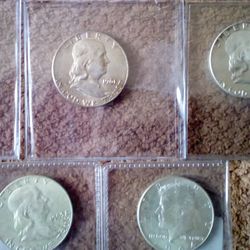1960 To 1964 Five Half Dollar 90% Silver Coins