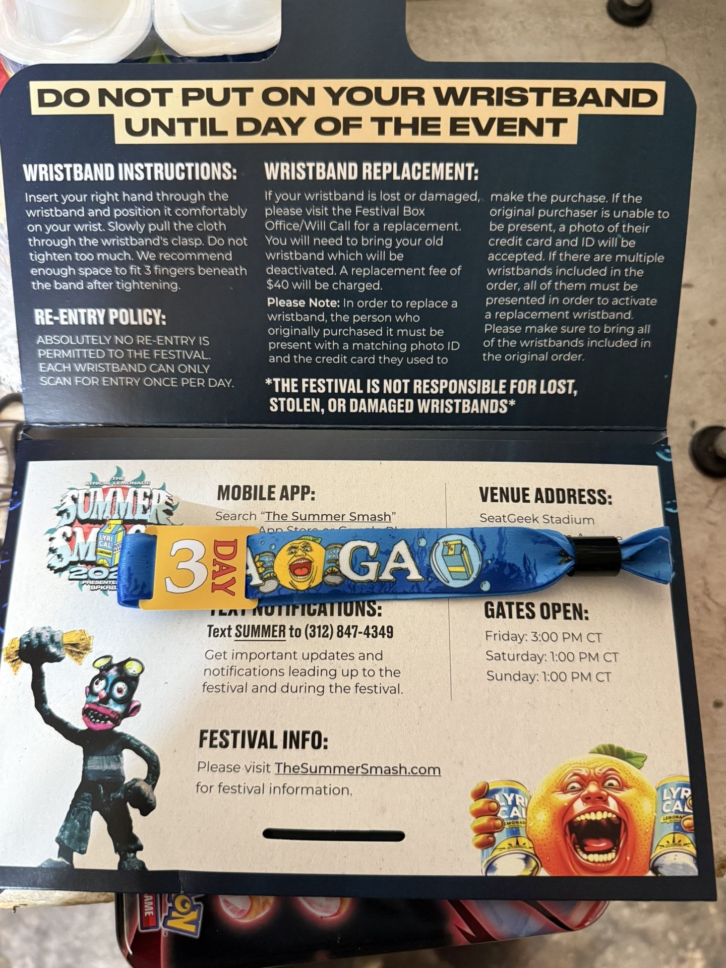 3 Day Summer Smash Wristband