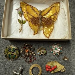 Vintage Broaches And Earrings