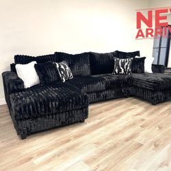 “BRAND NEW” Black Double Chaise Sectional
