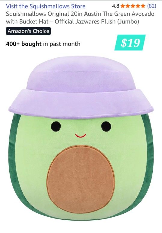 New!! Squishmallow 20 Inch Avocado