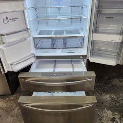 Refrigerator 4 Doors LG 36"W SHOW FOOD Ice Maker&water Excellent 