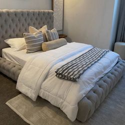 New King Size Gray Bed Frame- Mattress Not Included