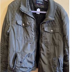 House of Lords Quilted Puffer Jacket Full Zip Olive Green Winter XL