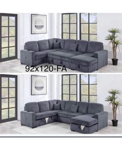$650. 4Piece Convertible Sectional  Sleeper Sofa ,Chaise Storage ,Sofa Storage & USB Ports