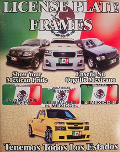 Various Mexican State License Plate Frames