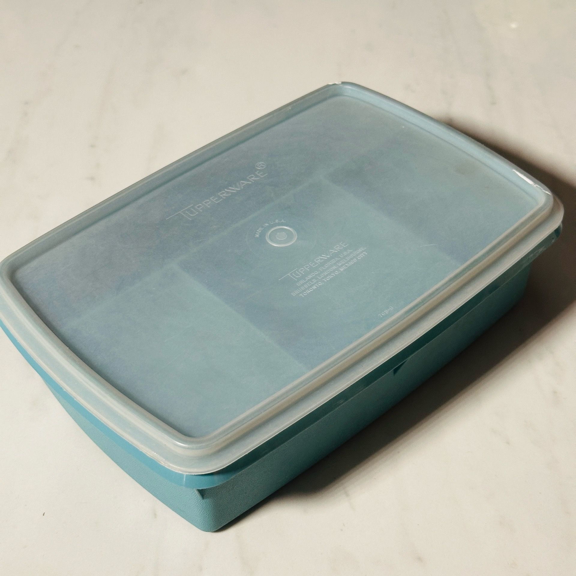 Vintage Tupperware Blue Stow and Go 767 Organizer Tackle Stash Box Craft Sewing