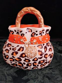 Black & Orange Animal Print Çeramic Cookie Jar