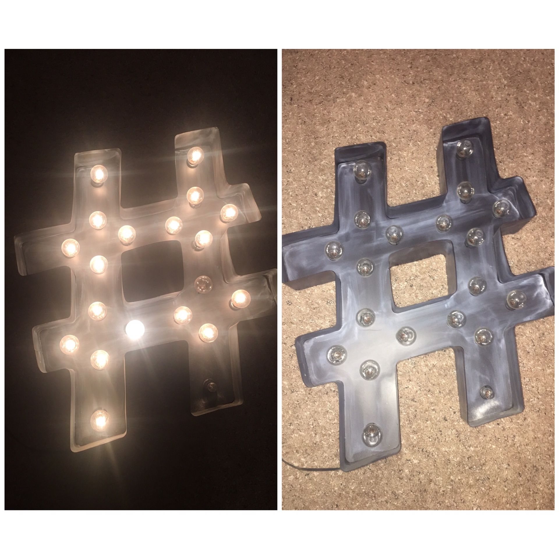 Large Hashtag Sign Wall Light