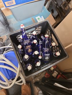 Old School Kobalt Blue "Kombucha" Bottles