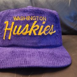 vintage 1990's Washington Huskies Sport Specialties script corduroy hat dawgs