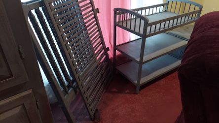 Solid oak baby crib and changing table rustic baby blue both for 175