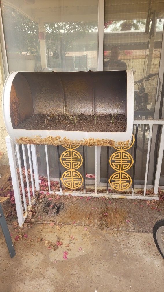 Free Unique Garden Gardening Oil Drum Planter Partial Fence Welded Project