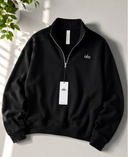Alo Black Half-Zip Pullover Sweatshirt