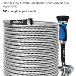 Sunifier New Stainless Steel Metal Garden Hose 30’