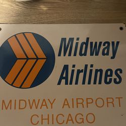 Midway Airlines Midway Airport Chicago Vintage Porcelain Sign