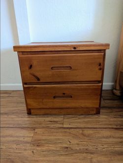Large solid wood nightstand two drawer cabinet stand side/end table rustic knotty cherry chest