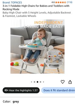 3 in 1 Highchair Baby and Toddler