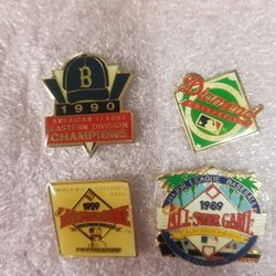 1989 All Star Game Pin Champions Lot Of 4