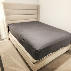 DG Casa George Upholstered Panel Bed Frame with Tall Tufted Horizontal Channel 