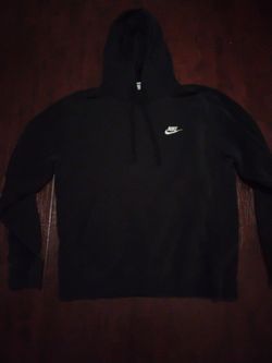 Nike Swish Club Fleece Pullover Hoodie Black/White Men's Size Small $15.00