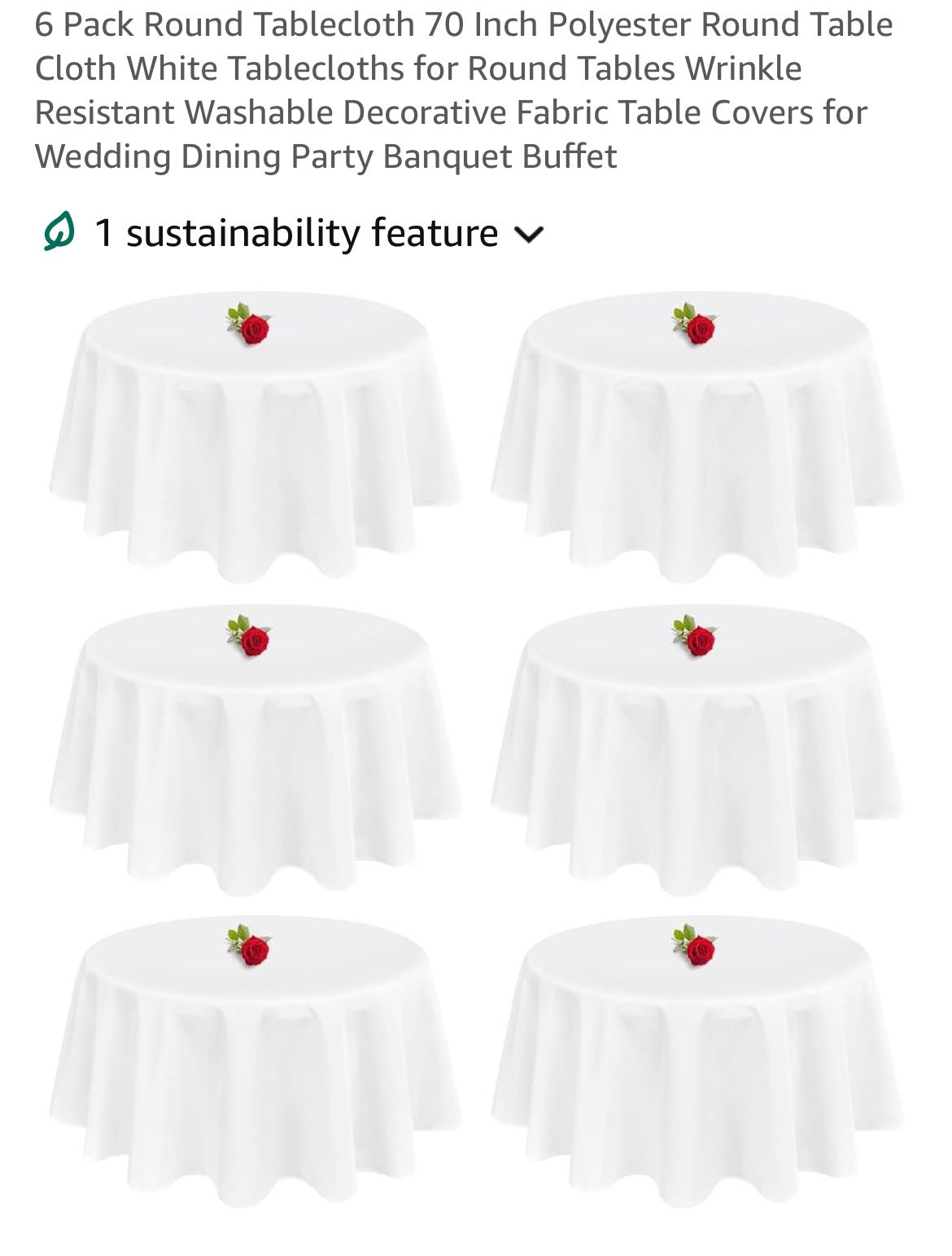 White 70” Round Tablecloths - 6
