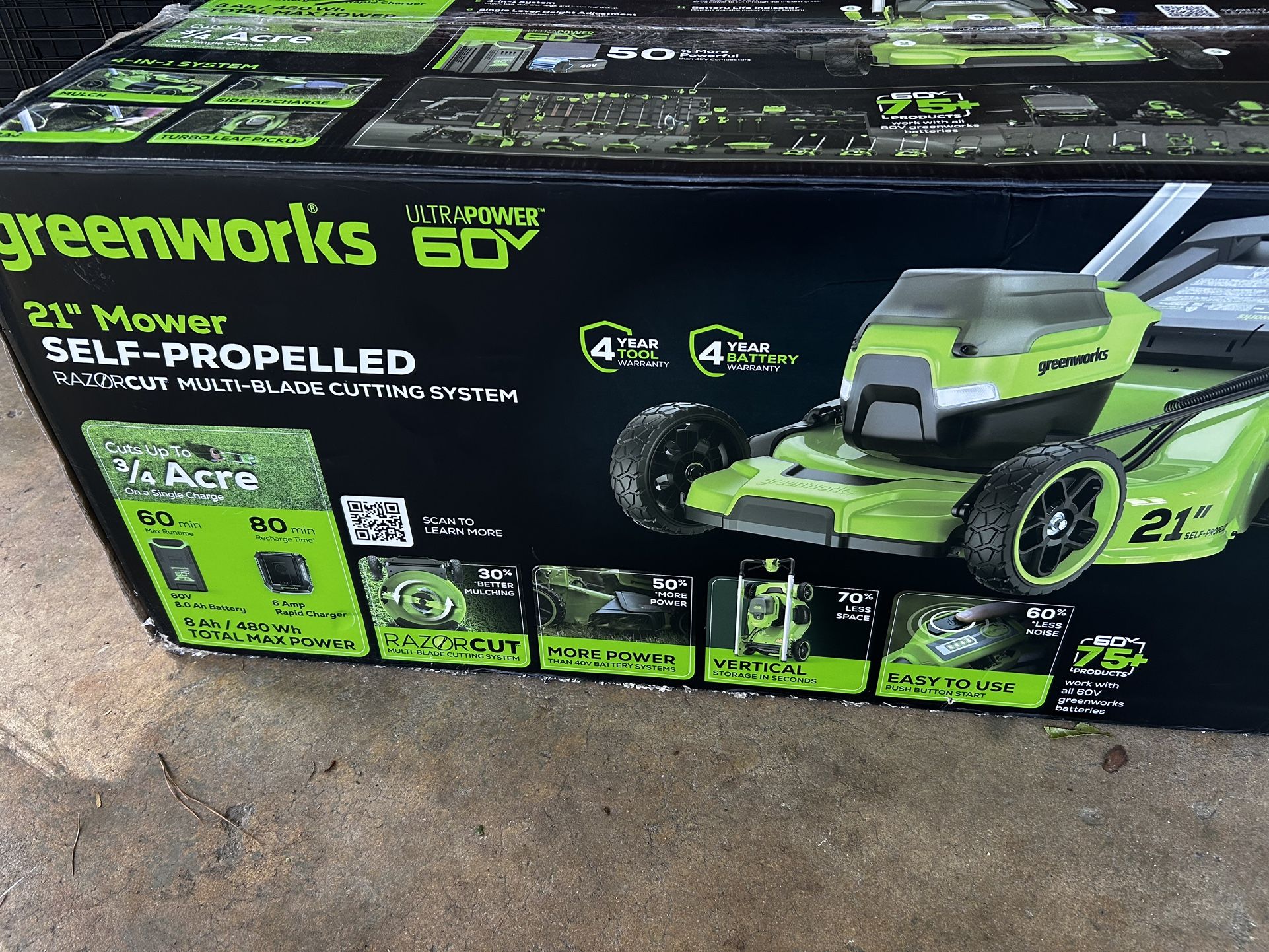 Battery Lawnmower With Lights On It 60v