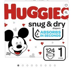 124 Huggies Diapers  Size 1