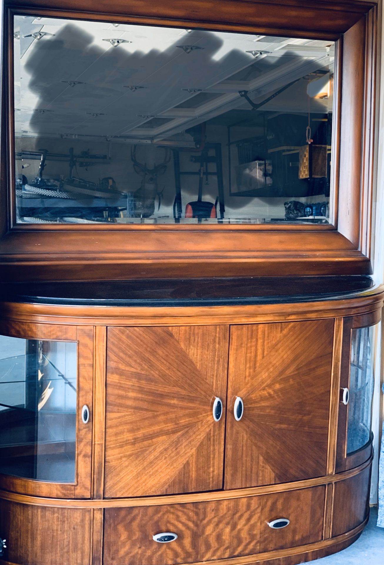 Hutch / China Cabinet / Bar - Solid Marble Top