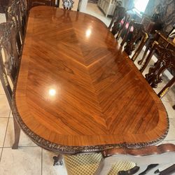 8 Chair Real Wood Dinning Table 