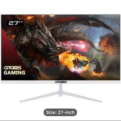 2024 White Edgeless Gaming Monitor - 27 Ultra-Wide, 100% SRGB, Eye Care, 75Hz, HDMI/VGA, Frameless Design - PC Desktop Computer Screen