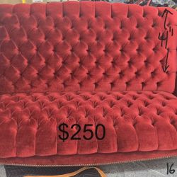 Red Velvet Couch 