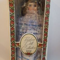 Vintage Porcelain Doll Christmas Tree Ornament by Schmid 1982 7½in.       D
