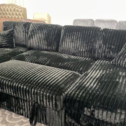 New Sleeper Sectional Sofa Bed Couch with USB & Double Storage Chaise! Free Delivery 🚚!