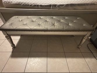 Grey bench with storage