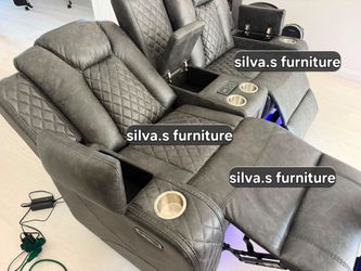 Sofas set 3pcs electricos recliner USB charger cup 🥤 holder eld lights speakers and Bluetooth