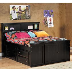 Black twin bed set with dresser