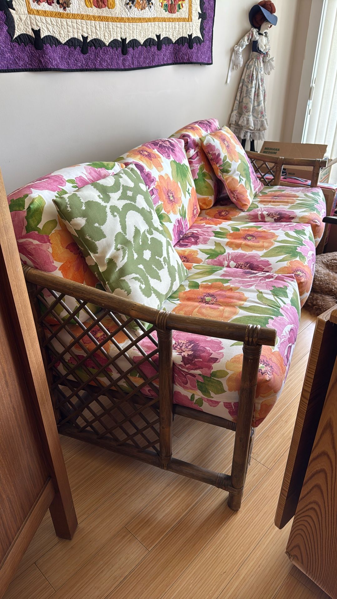 Vintage Rattan-Style LoveSeat