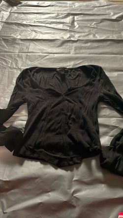 Black Ribbed Long Sleeve Crop Top