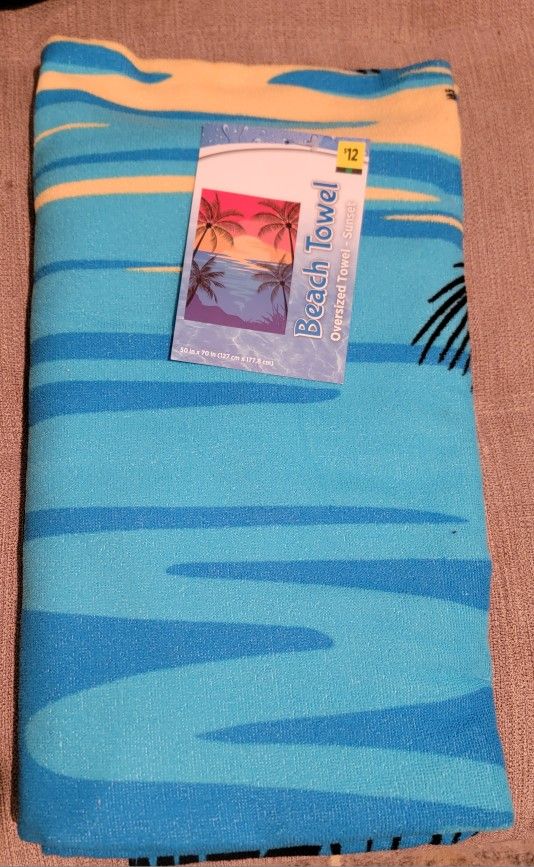 Brand New Oversized Sunset beach towel, measuring 50 in x 70 in (127 cm x 177.8 cm)