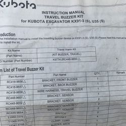 Travel alarm for mini excavator 