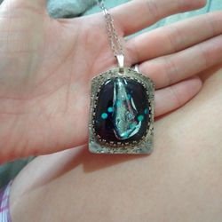 Antique Sterling Necklace N  Large Charm 