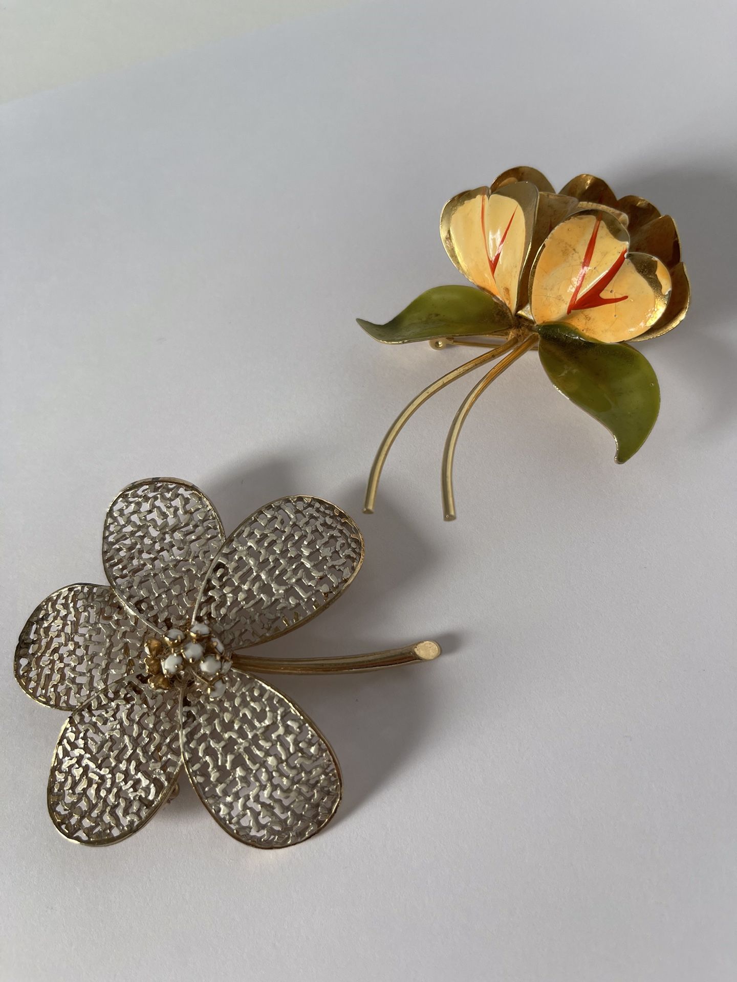 Flower Brooches Vintage 2 Unsigned