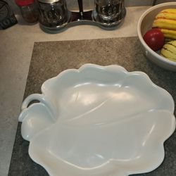 MCM 14" Serving Tray Leaf Ceramic Platter 1962