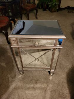 Glass and wood vintage end tables